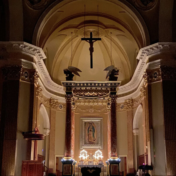 Altar in the church of Our Lady of Guadalupe Shrine in La Crosse, Wisconsin.