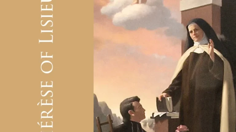 Saint Therese of Lisieux booklet front cover artwork. Our Lady of Guadalupe Shrine, La Crosse, Wisconsin.