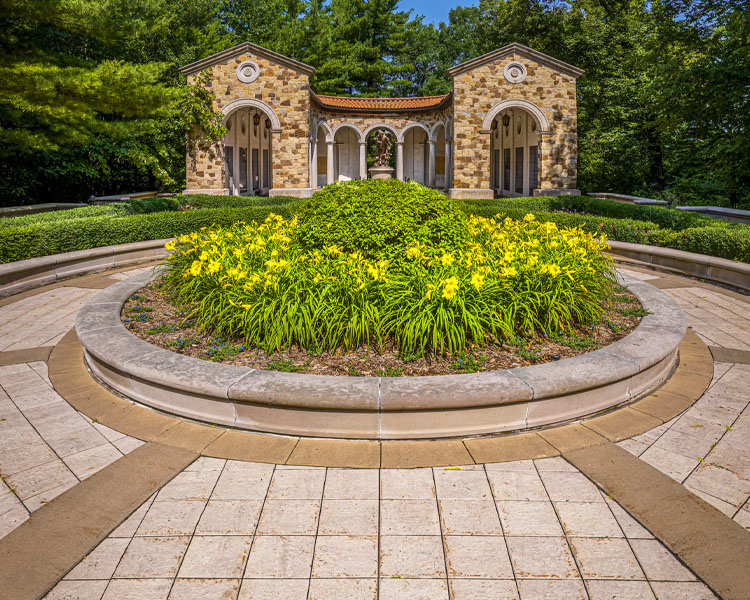 Flower bed outside of the Memorial to the Unborn at The Shrine of Our Lady of Guadalupe in La Crosse, Wisconsin.