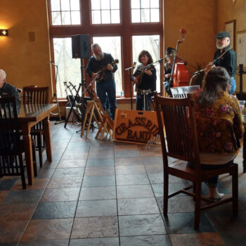 Grassland Band performing in the Culina Mariana Cafe at Our Lady of Guadalupe Shrine in La Crosse, Wisconsin.