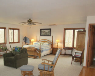 Bed area of St. Joseph's Farm, Holy Angels Guest House in Westby, Wisconsin.