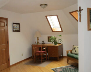 Guest bedroom desk at St. Joseph's Farm, Holy Angels Guest House in Westby, Wisconsin.