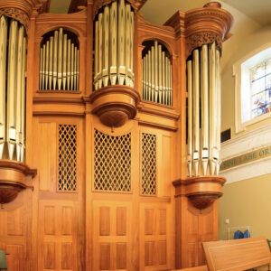 Close up of the organ in the church of Our Lady of Guadalupe Shrine in La Crosse, Wisconsin.