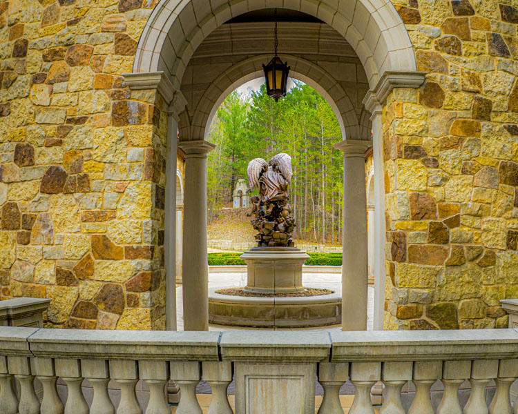 Statue of the Angel carrying children to heaven at the Memorial to the Unborn at The Shrine of Our Lady of Guadalupe in La Crosse, Wisconsin.