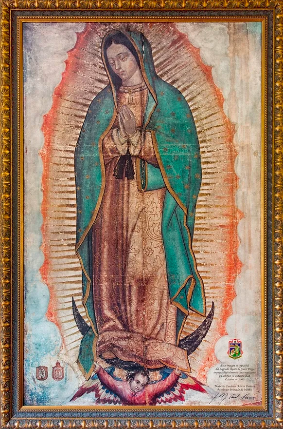 Painting of the Virgin Mary Praying located in the church of Our Lady of Guadalupe Shrine in La Crosse, Wisconsin.