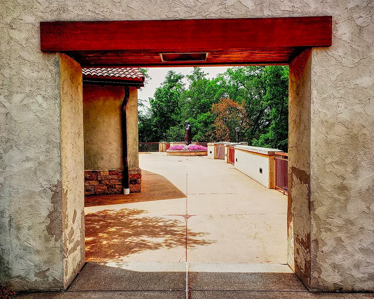 Walkway path on the grounds of Our Lady of Guadalupe Shrine in La Crosse, Wisconsin.