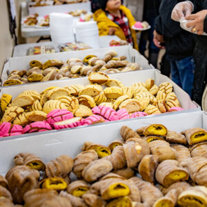 Closeup of Mexican pastries during Our Lady Guadalupe Feast Day.