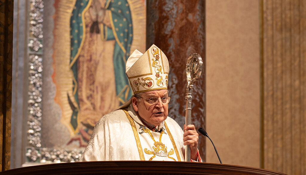 Cardinal Burke at the altar in the Shrine Church La Crosse, WI