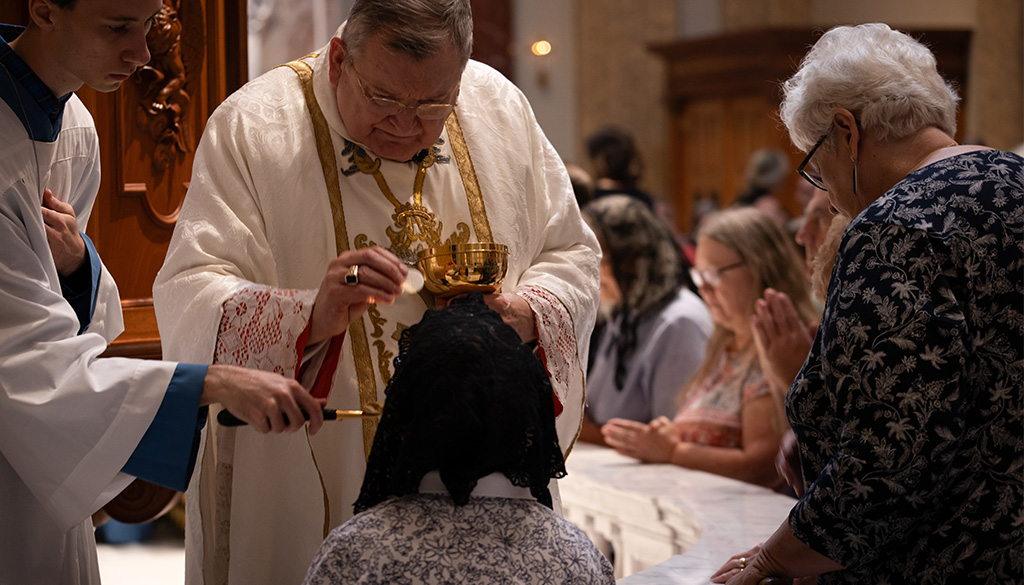 Cardinal Burke distributing Holy Communion at the Shrine of Our Lady of Guadalupe