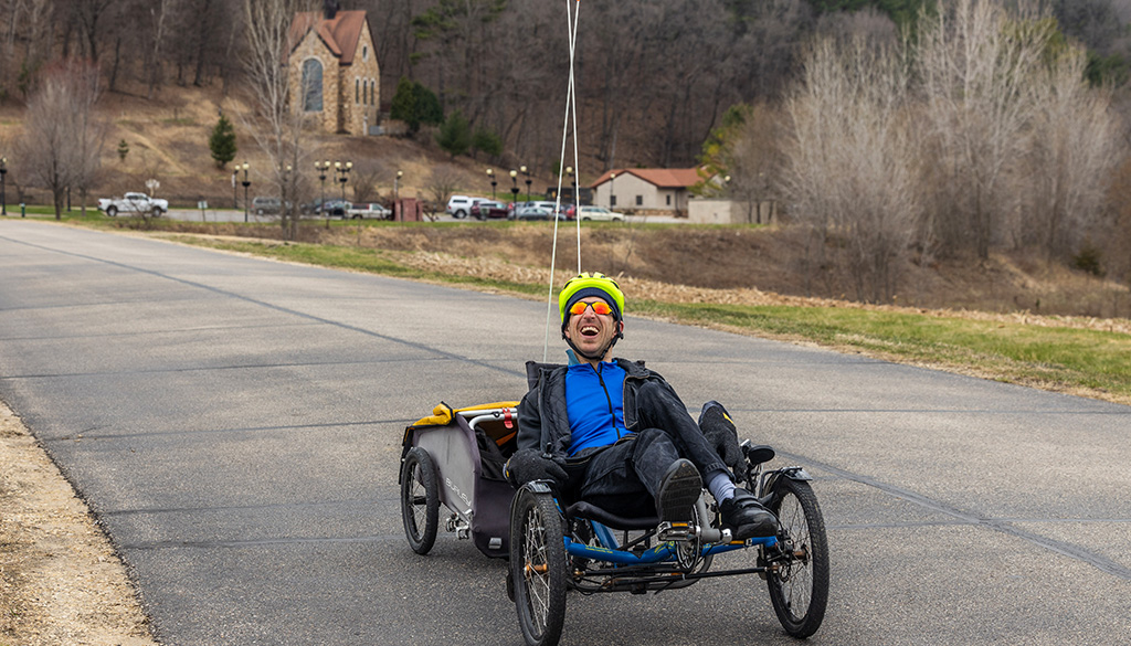 Christopher Pundzak Biking to the Shrine of Our Lady of Guadalupe in La Crosse, WI