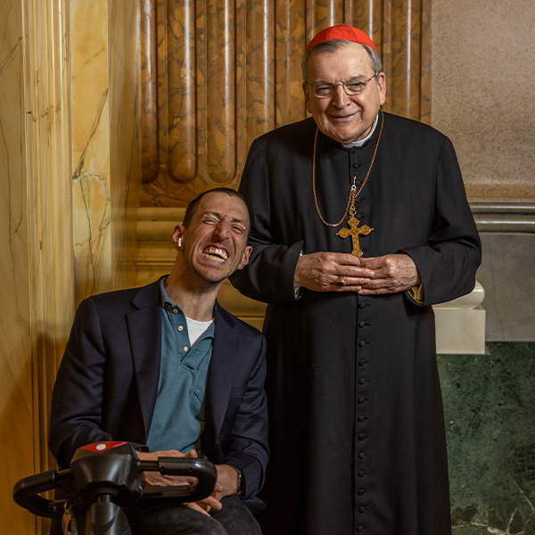 Raymond Leo Cardinal Burke and Guadalupe Shrine Staff member Christopher Pundzak