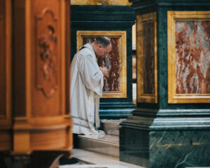 Father Check Praying before Eucharistic talk at The Guadalupe Shrine