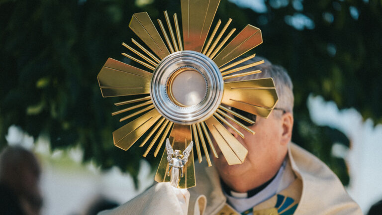 Image of Bishop Battersby with Monstrance and Holy Eucharist