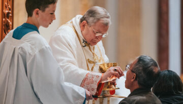 Cardinal Burke Distributing Holy Communion at the Guadalupe Shrine