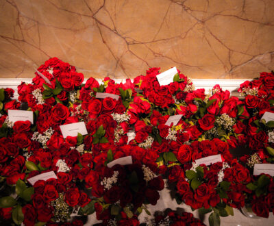 Roses with intentions in the Guadalupe Shrine for the Anniversary