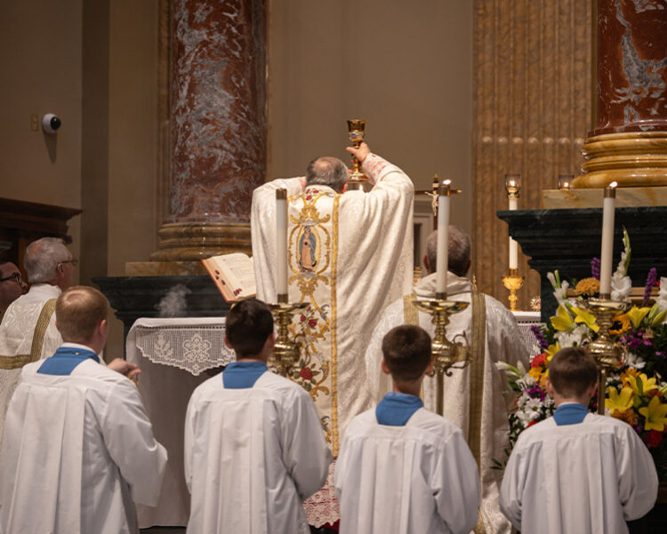 Liturgy of the Eucharist Cardinal Burke elevating the chalice