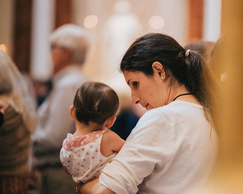 Mother and child at the Guadalupe Shrine