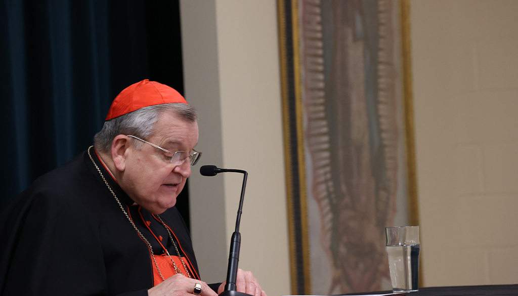 Cardinal Burke Speaking during the Queen of Americas Guild at the Guadalupe Shrine