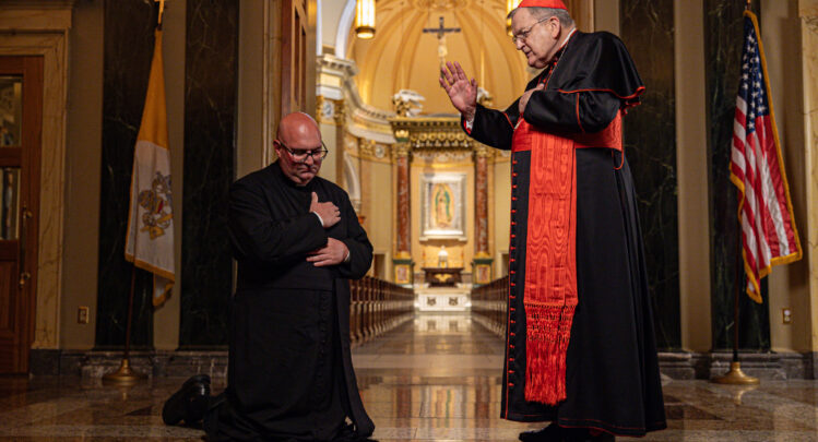 Cardinal Burke blessing Father Nemeth