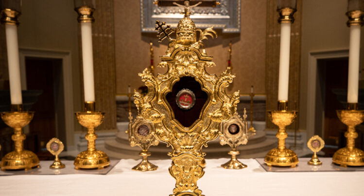 Relic of the True Cross in Reliquary at the Guadalupe Shrine in La Crosse