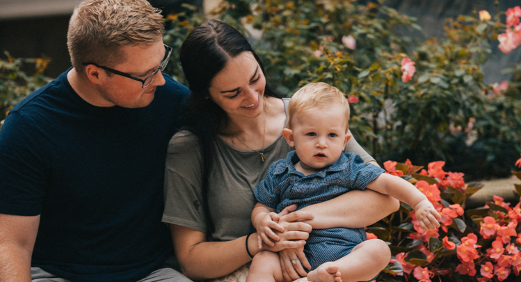 Baby Jude with his parents on the Shrine plaza