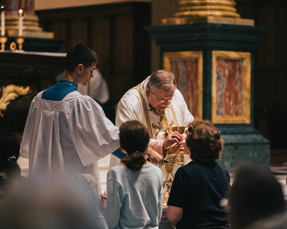 Distribution of Communion at the Guadalupe Shrine at the Communion Rail