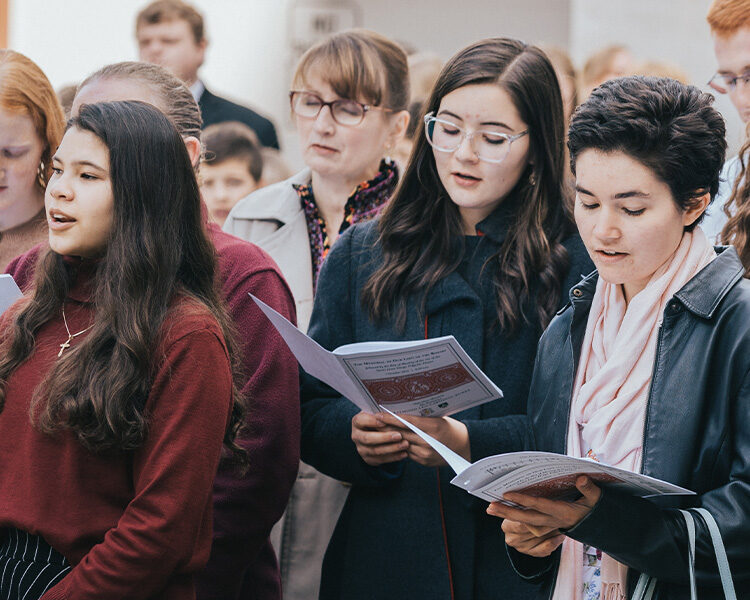 choir singing at the ground breaking