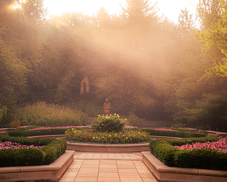 foggy morning in the Memorial to the Unborn