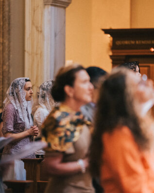 praying in Shrine Church