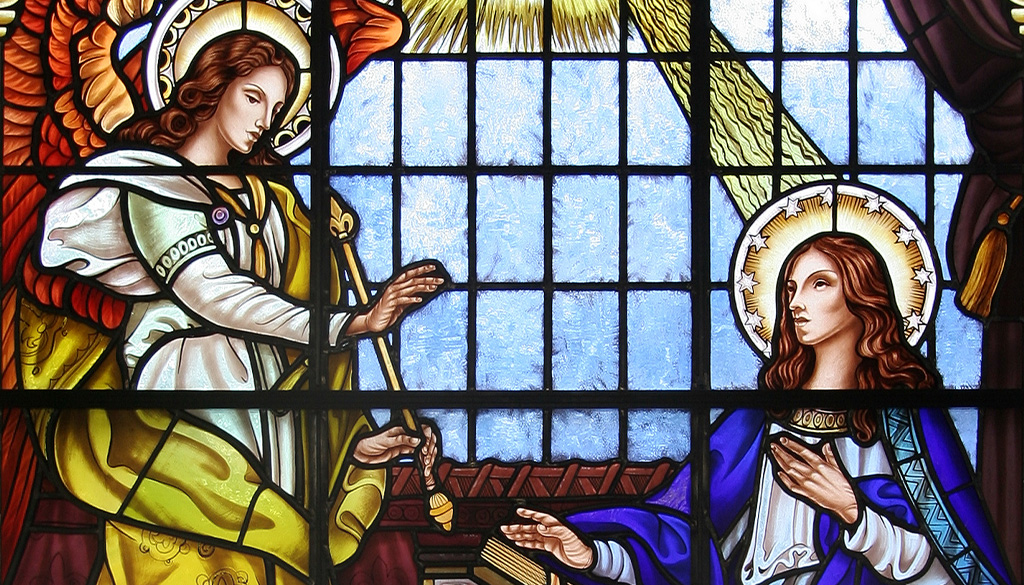 1024x585 Annunciation of BVM stained glass Guadalupe Shrine