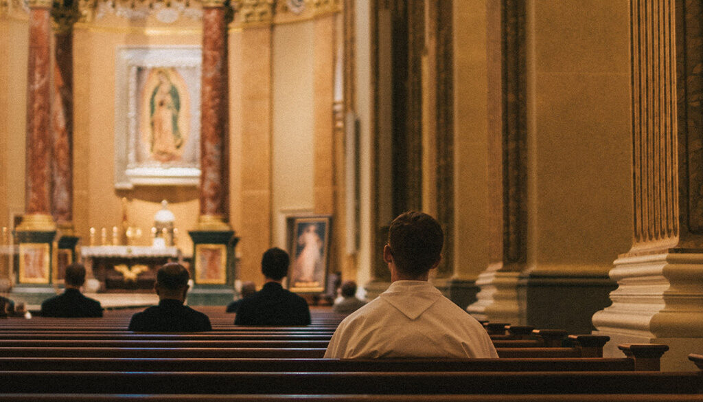 prayerful reflection after Mass in the Guadalupe Shrine Church