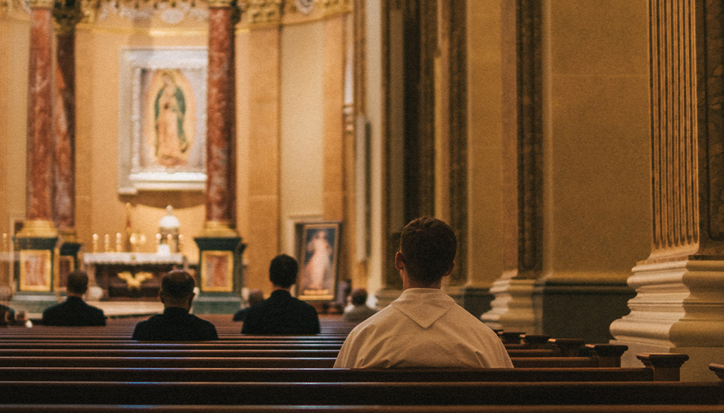 prayerful reflection after Mass in the Guadalupe Shrine Church