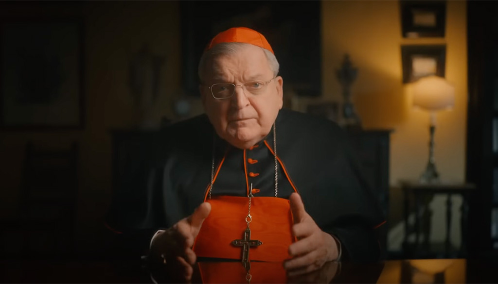 Cardinal Burke emphasizes the need for Our Lady's protection in a video at the Shrine of Our Lady of Guadalupe in La Crosse, Wisconsin, on February 27, 2024.