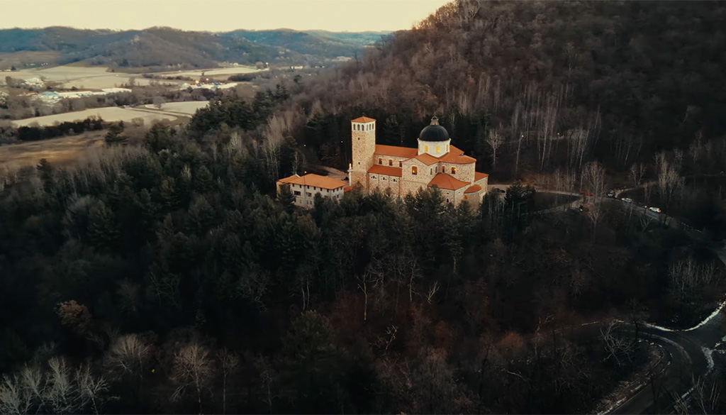 Aerial view of the Shrine Our Lady Guadalupe in La Crosse, Wisconsin.