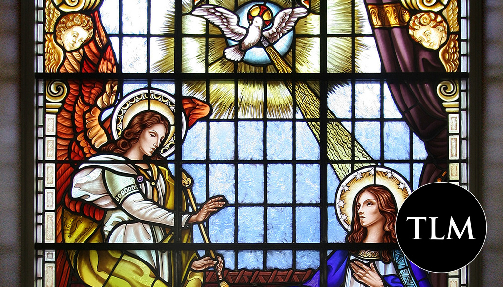 The Annunciation Stained Glass window at the Shrine of Our Lady of Guadalupe