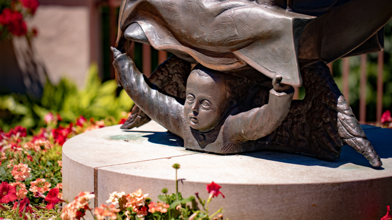 Flower World Prophecy Statue of Our Lady of Guadalupe from La Crosse Wisconsin