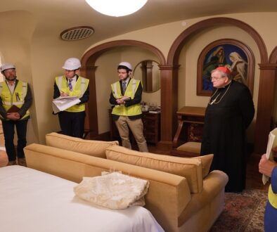 Pilgrim House mock-up with Cardinal Burke